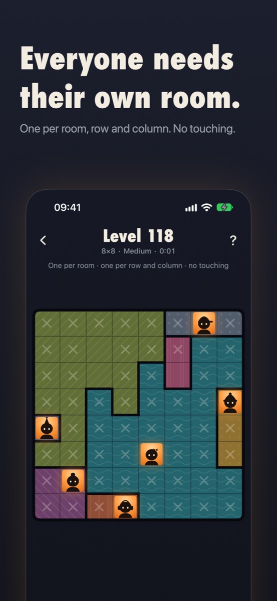 A puzzle board with colorful rooms and introverts